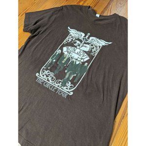 Bon Jovi Short Sleeve Crew Neck Cotton Shirt The Circle Tour Brown XL